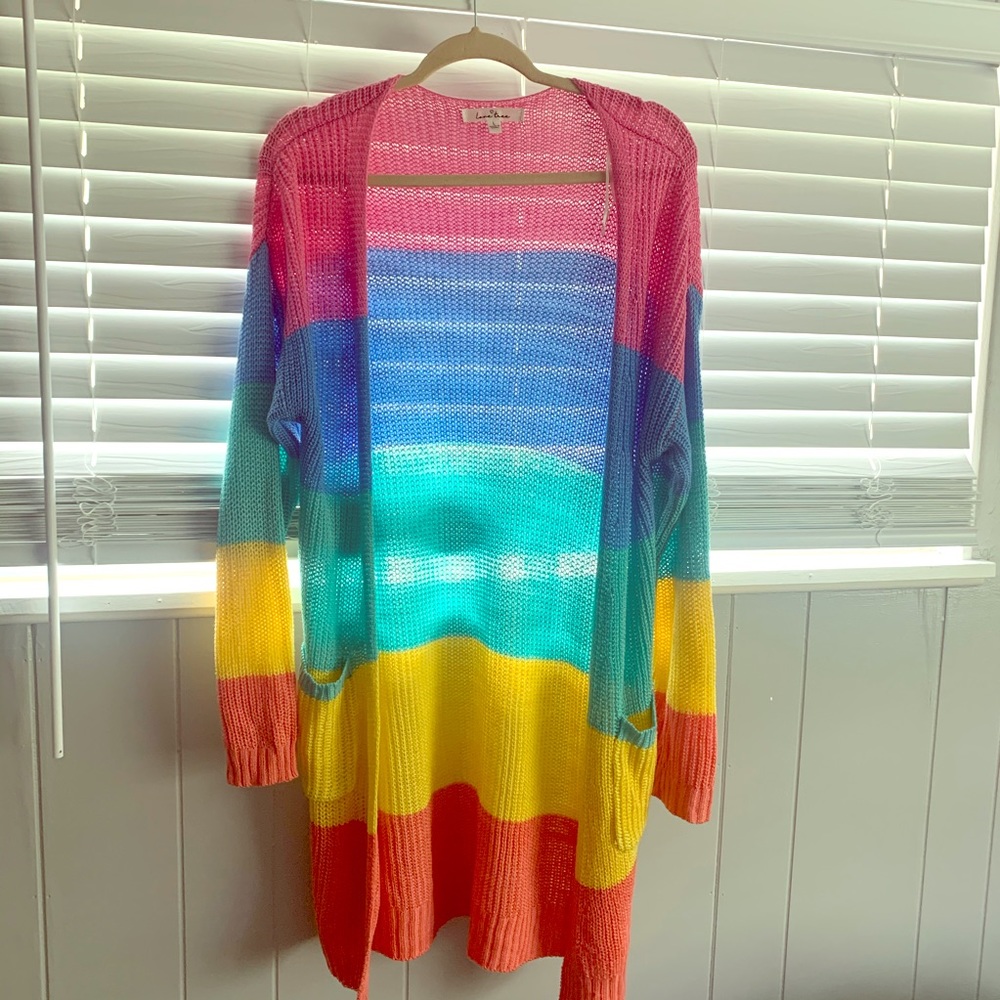 Only wore for a picture -Rainbow Cardigan
